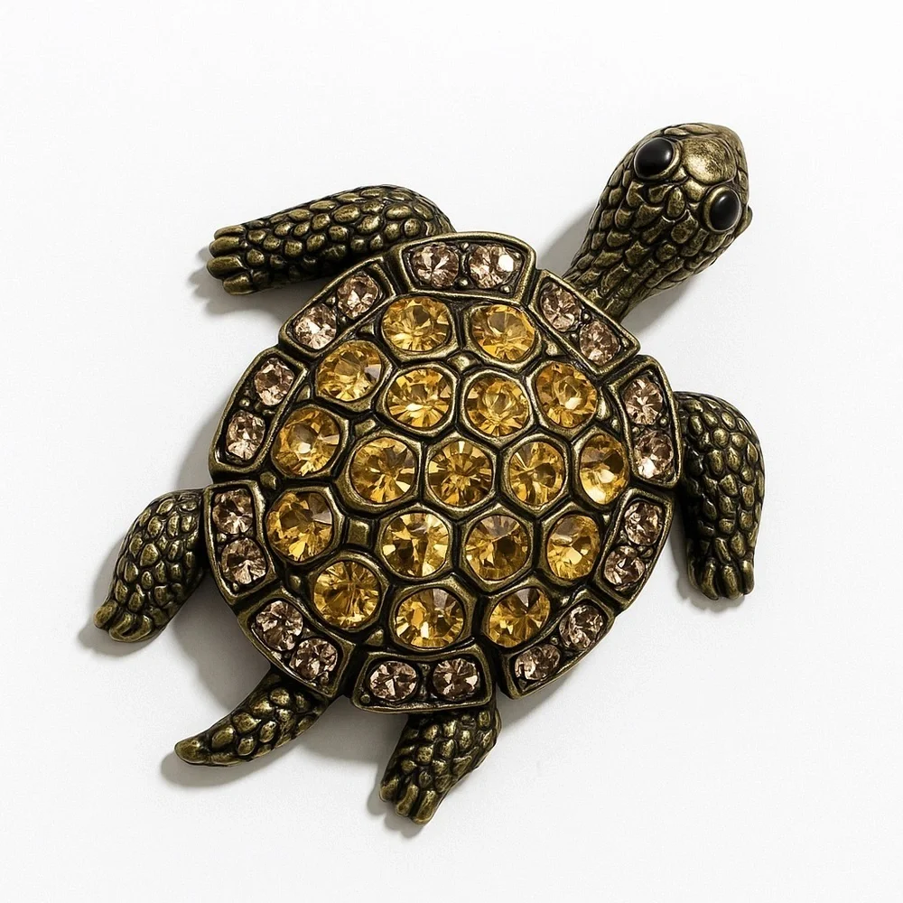 ⚜️❤️‍🔥 Turtlée Chic Brown Turtle Brooch-Pendant 🐢💎
